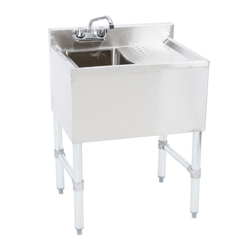 1 Bowl Underbar Sink with Drainboard and Faucet - 24