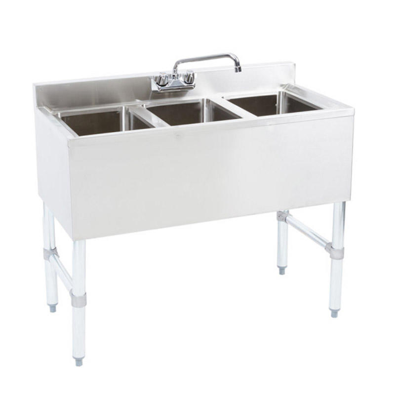 3 Bowl Underbar Sink with Faucet - 38 1/2