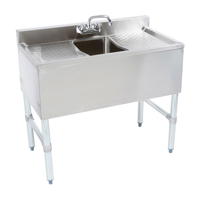 1 Bowl Underbar Sink with Faucet and Two Drainboards - 36